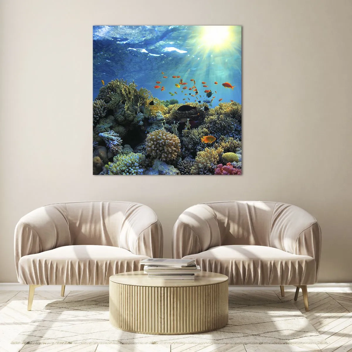 Tablou pe sticlă - Comori subacvatice - 40x40 cm
