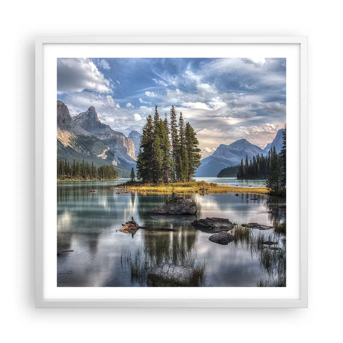Poster în ramă albă - La o apă mare și limpede… - 60x60 cm