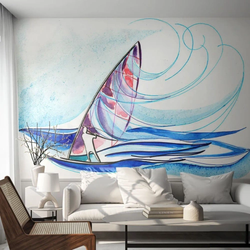 Tapet Standard Eco - Cu vântul în ritmul valurilor - Windsurfing, Sport, Mare - 150x105 cm