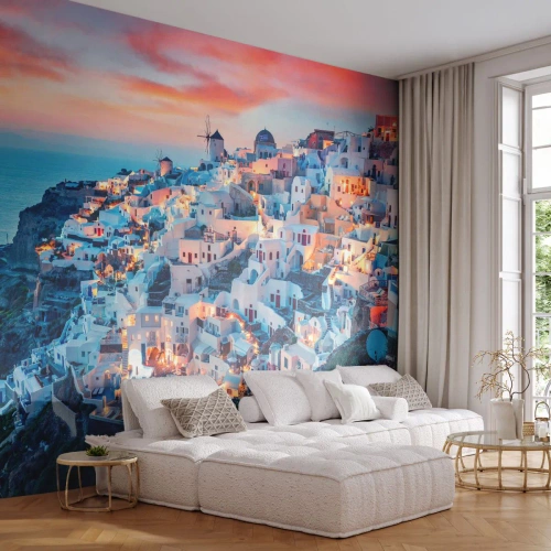 Tapet Premium Canvas - Vacanța ta grecească - Peisaj, Grecia, Santorini - 400x280 cm