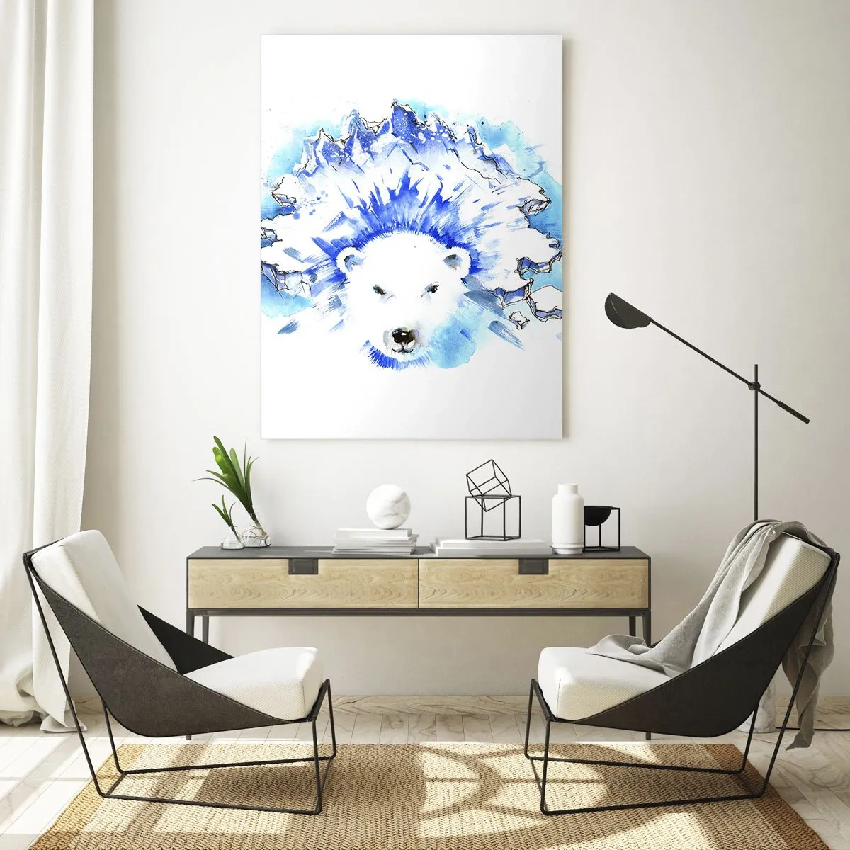 Tablou pe sticlă - Regele Arcticii într-o coroană de gheață - 50x70 cm