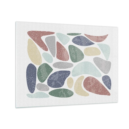 Tablou pe sticlă - Pietre decorative în culori pudră sub formă de mozaic - 70x50cm - Un mozaic de culori pudrate - Decorațiune modernă pentru perete pentru living și dormitor ARTTOR