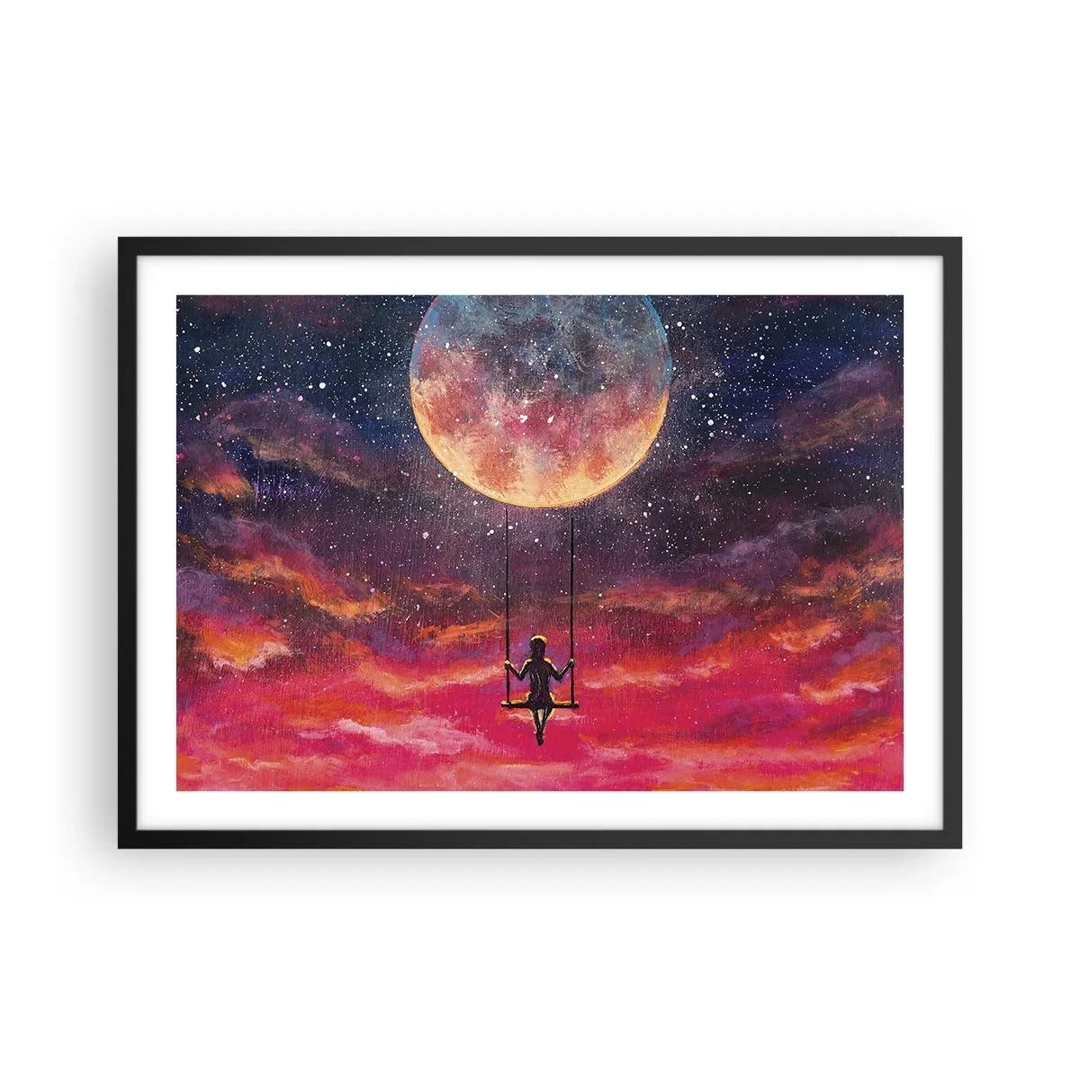 Poster în ramă neagră - Cu capul în nori - 70x50 cm