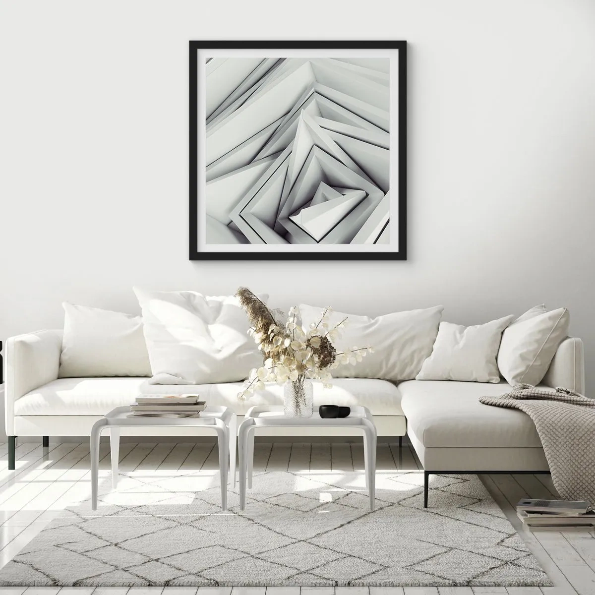 Poster în ramă neagră - Muguri cu unghiuri ascuțite - 30x30 cm