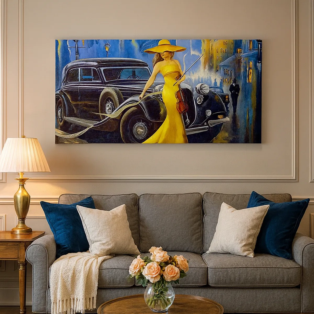 Tablou pe pânză - Nocturne pentru vioară și dragoste - 30x30 cm