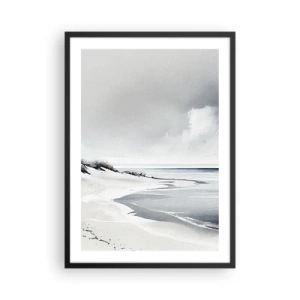 Poster în ramă neagră - O plajă minimalistă în nuanțe de gri - 50x70cm - Întotdeauna împreună - Decorațiune modernă pentru perete pentru living și dormitor ARTTOR