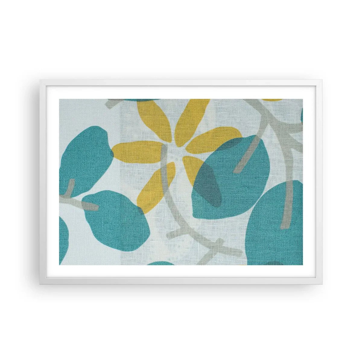 Poster în ramă albă - Printre frunzele de azur - 70x50 cm