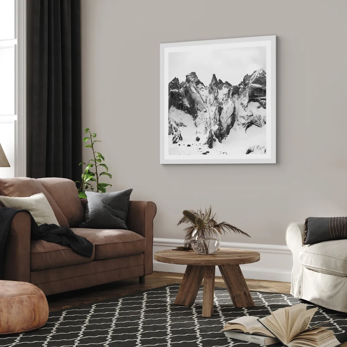 Poster în ramă albă - Amenințarea crestei de granit - 50x50 cm
