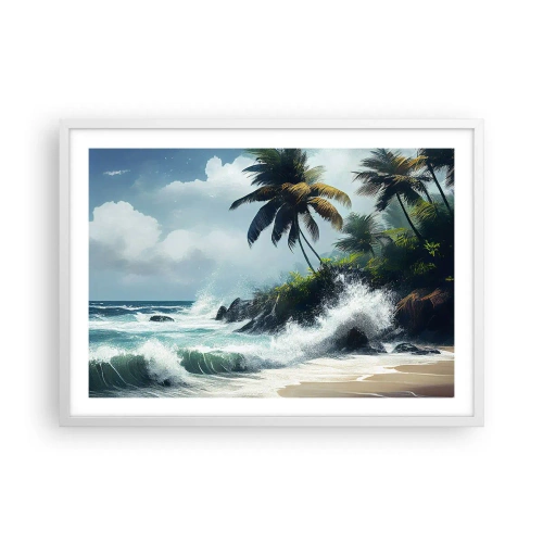Poster în ramă albă - Pe un țărm tropical - 70x50 cm