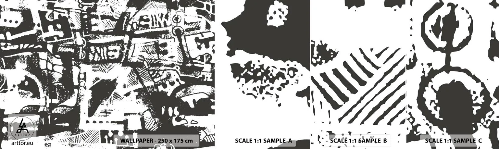 Mostră de Tapet Standard Eco - Ordine sau haos? - Abstracția, Grafică, Bucată - 100x30 cm