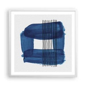 Poster în ramă albă - Compoziție albastru-negru - 60x60 cm