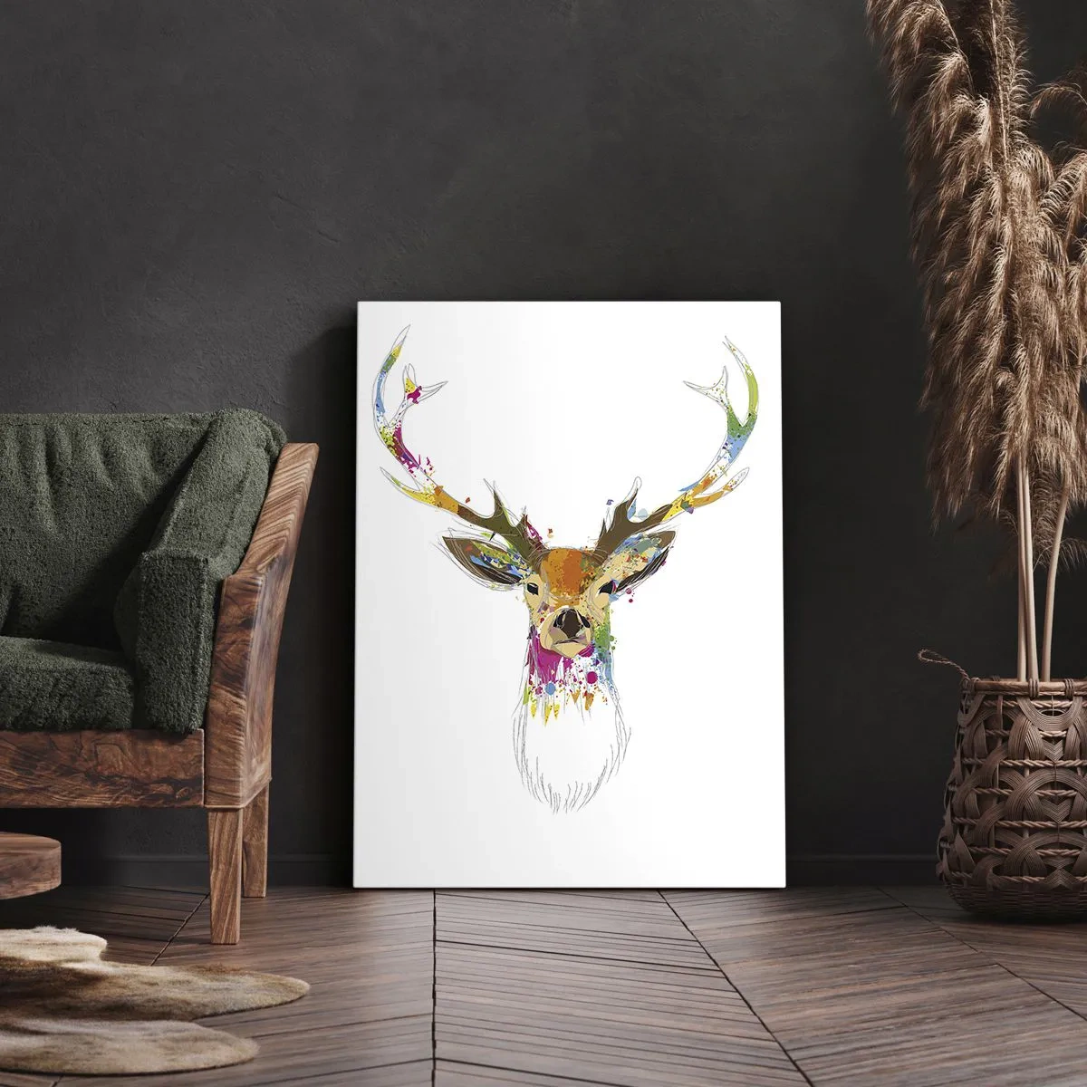 Tablou pe pânză - Cerb blând scăldat în culoare - 50x70 cm