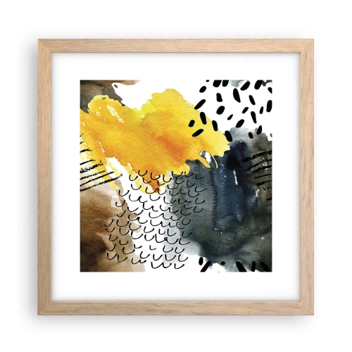Poster în ramă de stejar deschis - O întâlnire a elementelor - 30x30 cm