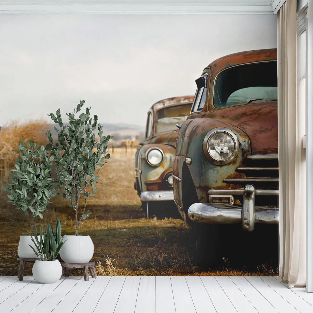 Tapet Premium Canvas - O odihnă binemeritată - Mașină veche, Automobile, Epocă - 250x175 cm