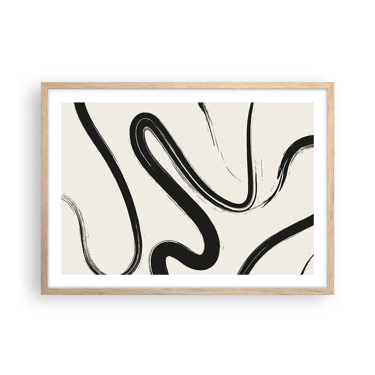 Poster în ramă de stejar deschis - Capriciu în alb și negru - 70x50 cm