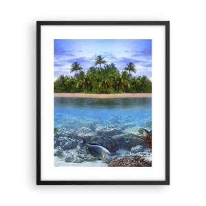 Poster în ramă neagră - Insula paradisiacă vă invită - 40x50 cm