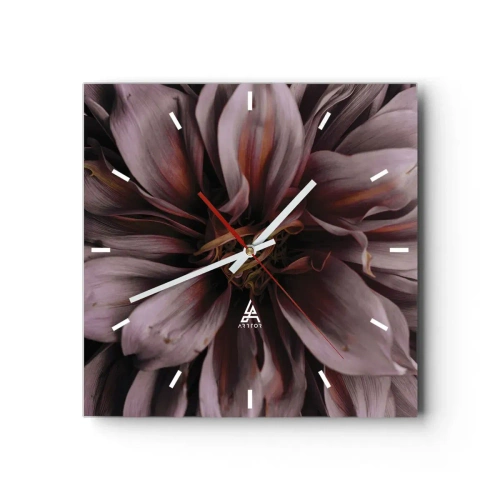 Ceas de perete - Ceas pe sticlă - Inimă florală - 30x30 cm