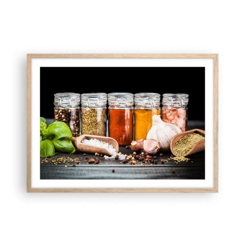 Poster în ramă de stejar deschis - Pentru a da un gust vieții - 70x50 cm