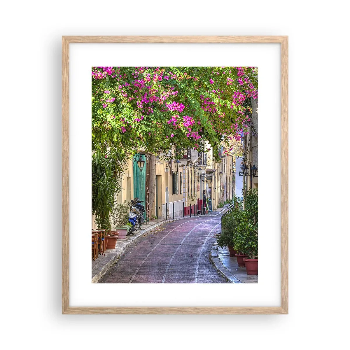 Poster în ramă de stejar deschis - Alee înfloritoare - 40x50 cm