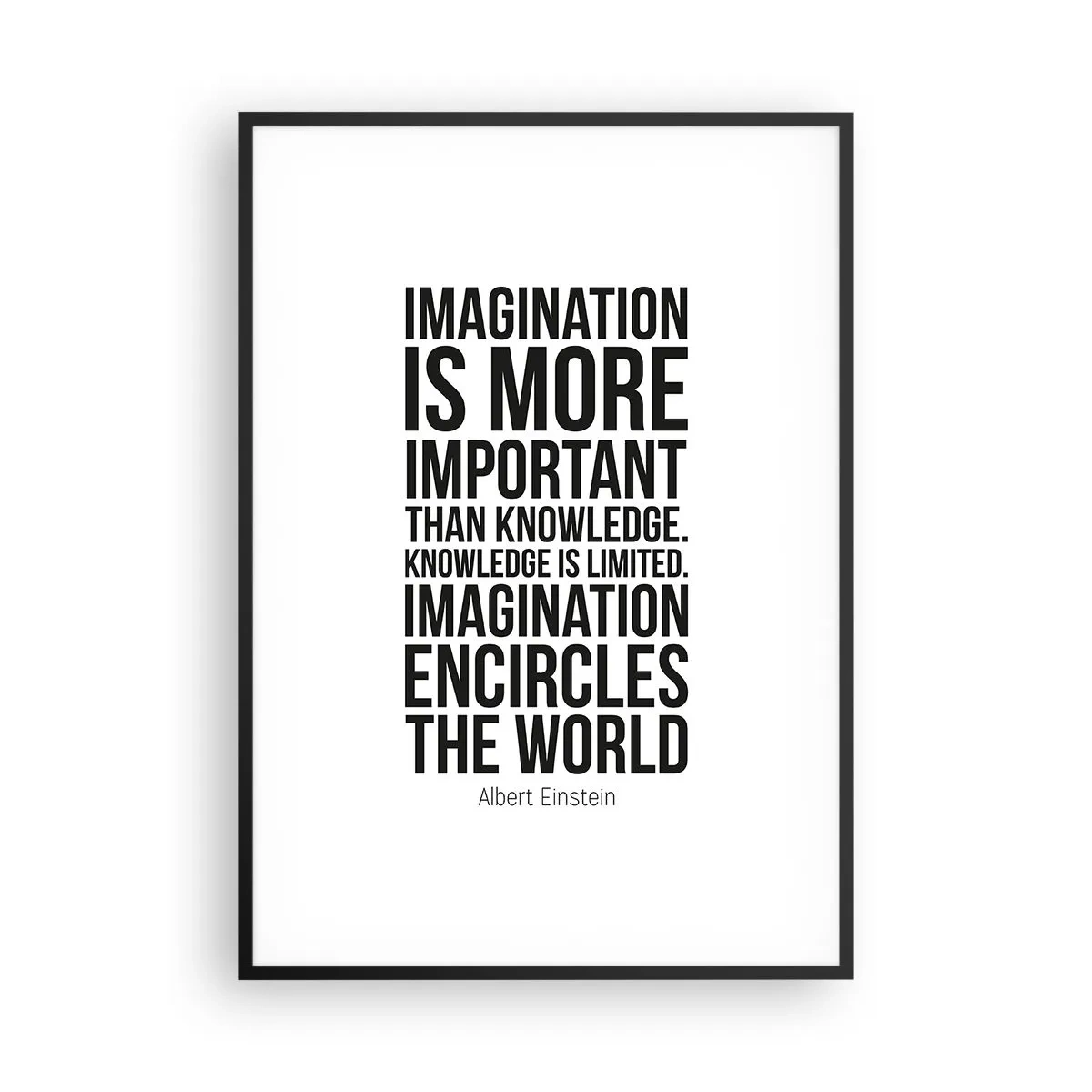 Poster în ramă neagră - Einstein despre puterea imaginației - 70x100 cm