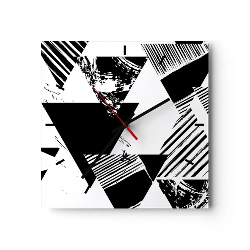 Ceas de perete - Ceas pe sticlă - Ploaie de triunghiuri - 40x40 cm