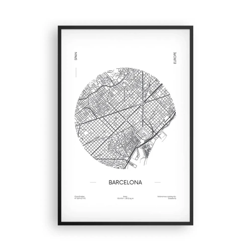 Poster în ramă neagră - Anatomia Barcelonei - 61x91 cm