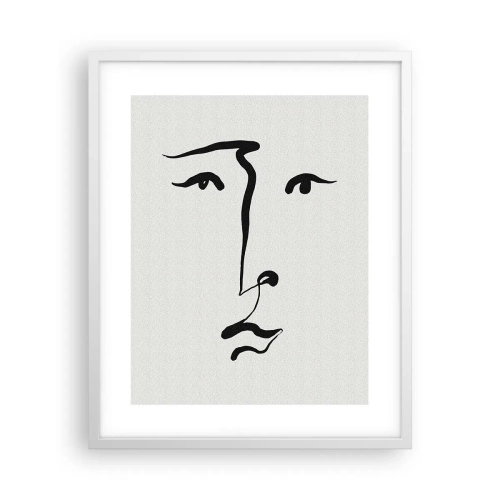 Poster în ramă albă - Portret tras cu o linie - 40x50 cm