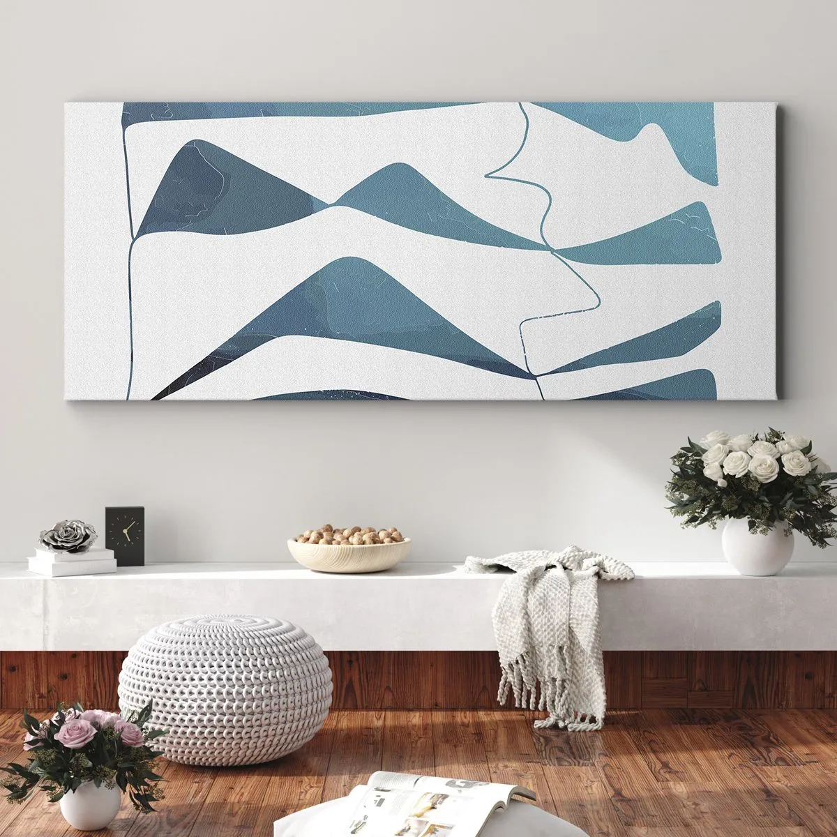 Tablou pe pânză - Abstracție: relație turcoaz - 100x40 cm