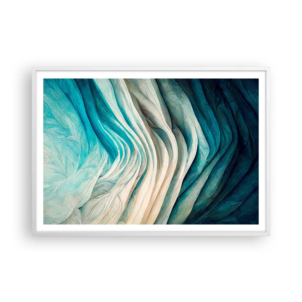 Poster în ramă albă - Insațiabilitate albastră - 100x70 cm