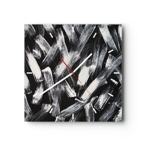 Ceas de perete - Ceas pe sticlă - Abstracție în spirit industrial - 30x30 cm