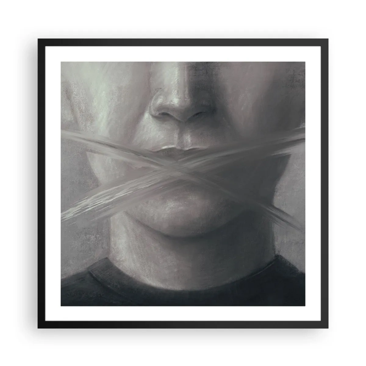 Poster în ramă neagră - Nici un cuvânt - 60x60 cm