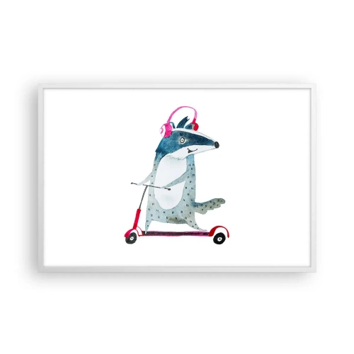 Poster în ramă albă - Bucurie de bursuc - 91x61 cm