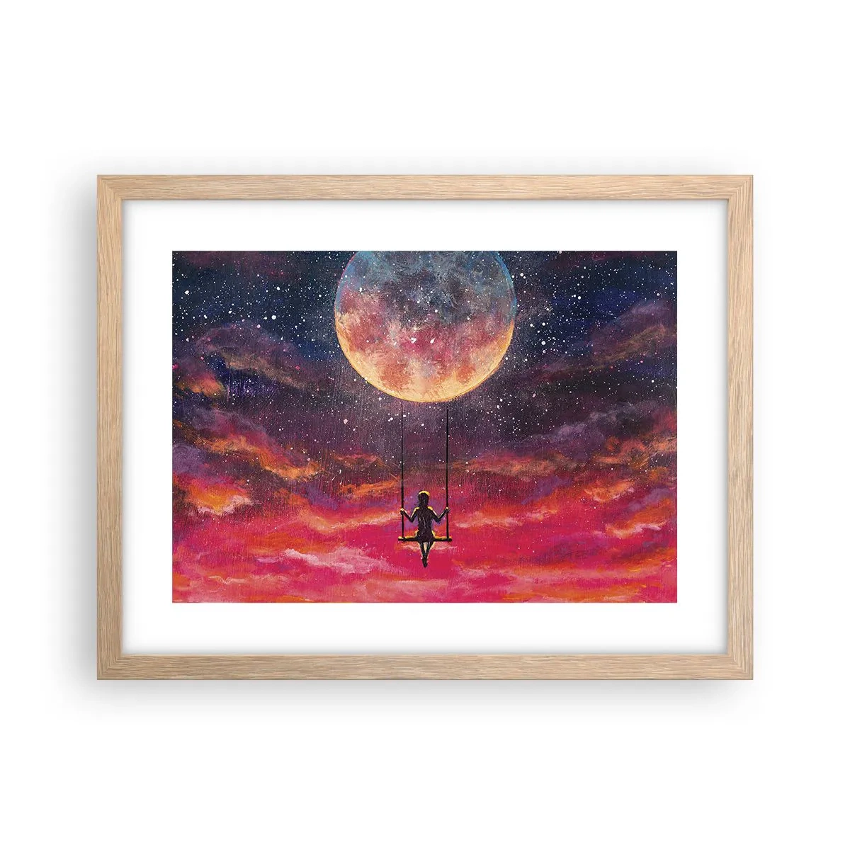 Poster în ramă de stejar deschis - Cu capul în nori - 40x30 cm