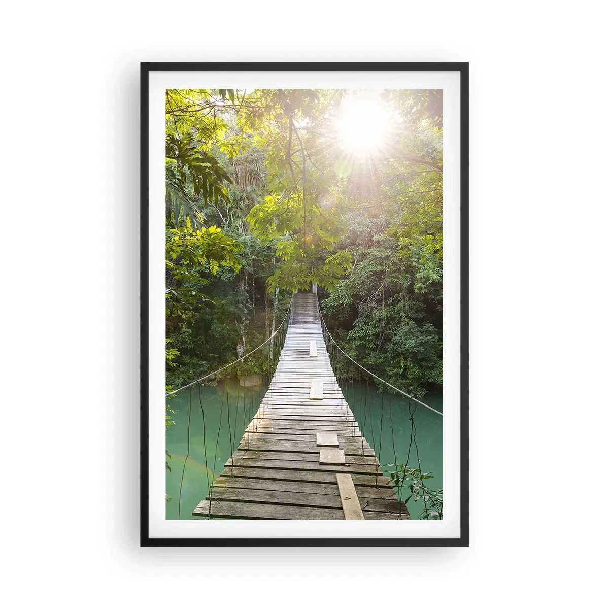 Poster în ramă neagră - Peste apa de azur spre pădurea de azur - 61x91 cm