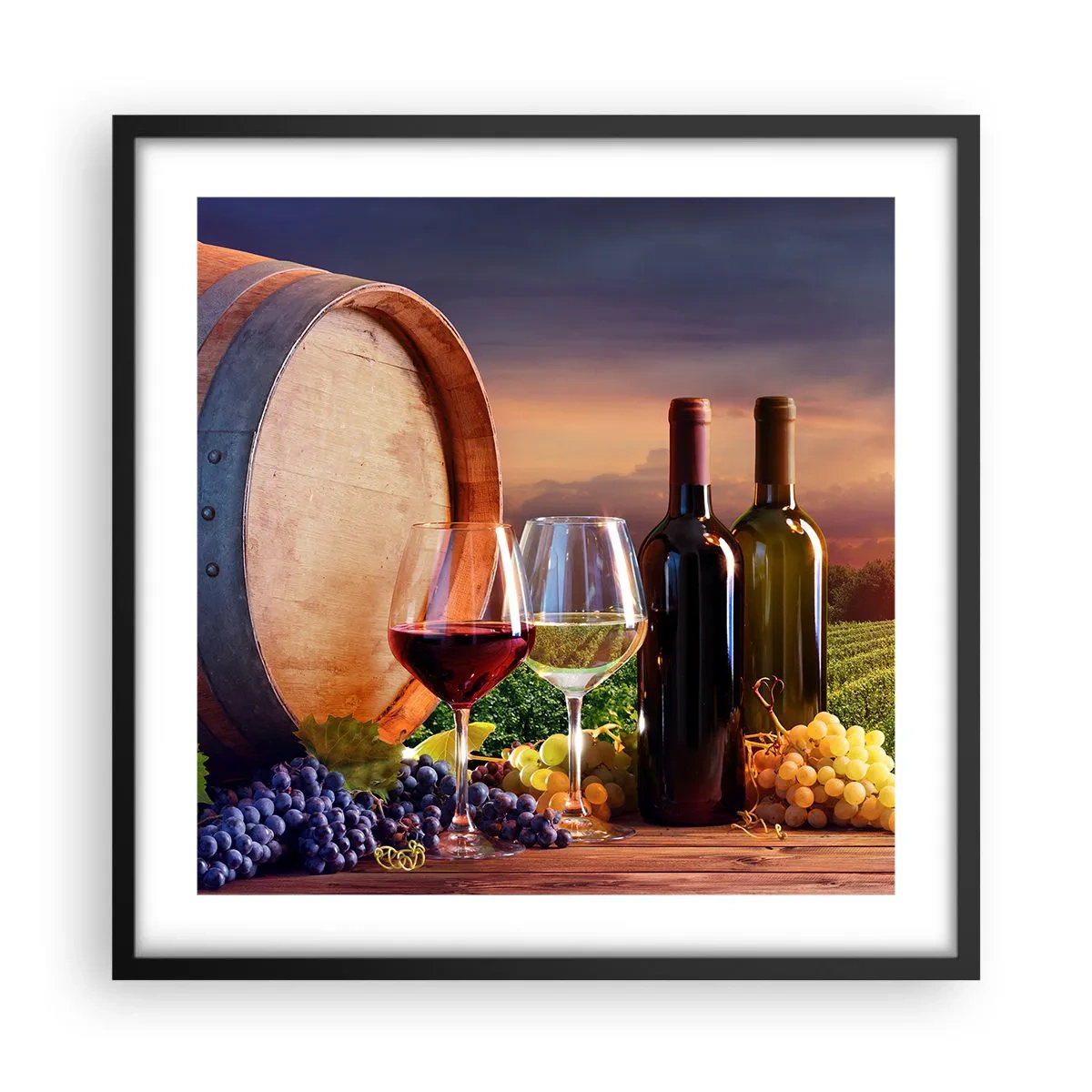 Poster în ramă neagră - Aici viața are un gust - 50x50 cm