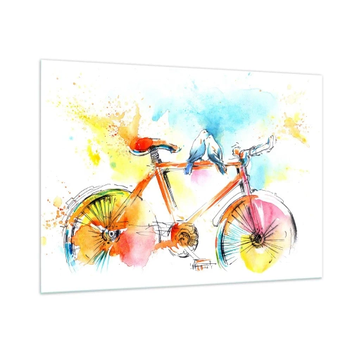 Tablou pe sticlă - Doi pe o bicicletă - 100x70 cm