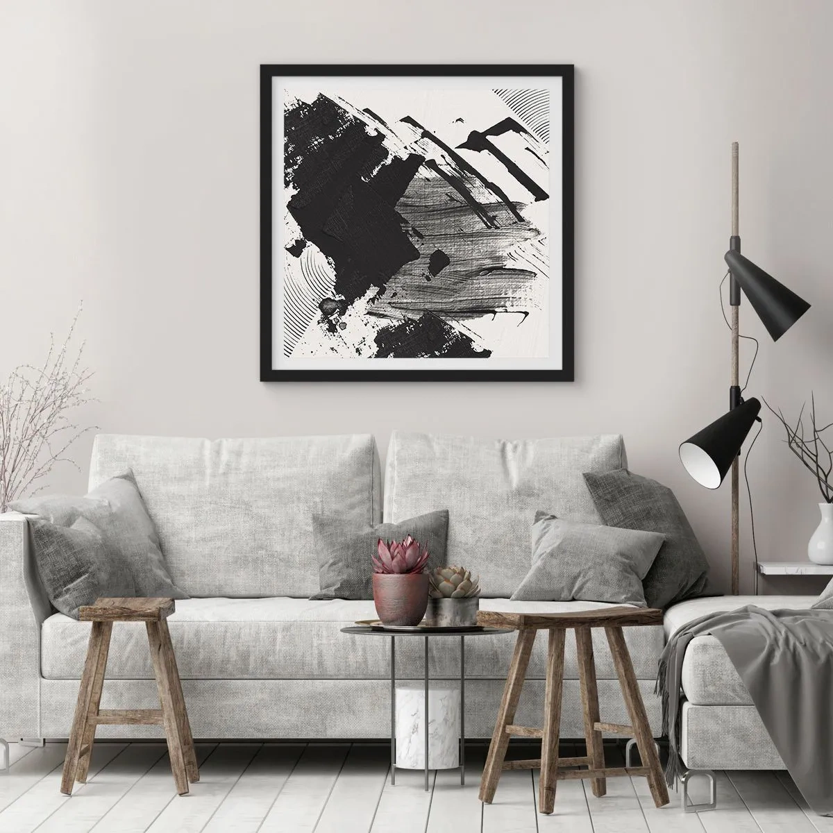Poster în ramă neagră - Abstracție - expresie de negru - 30x30 cm