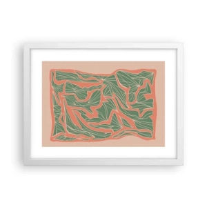 Poster în ramă albă - Lupta dintre coral și verde - 40x30 cm