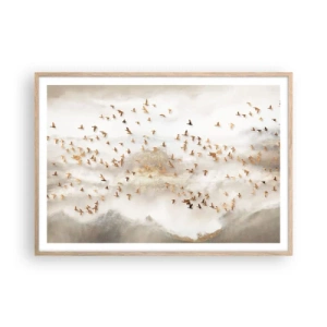 Poster în ramă de stejar deschis - A sosit timpul... - 100x70 cm