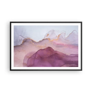 Poster în ramă neagră - Valuri de liliac și violet - 91x61 cm