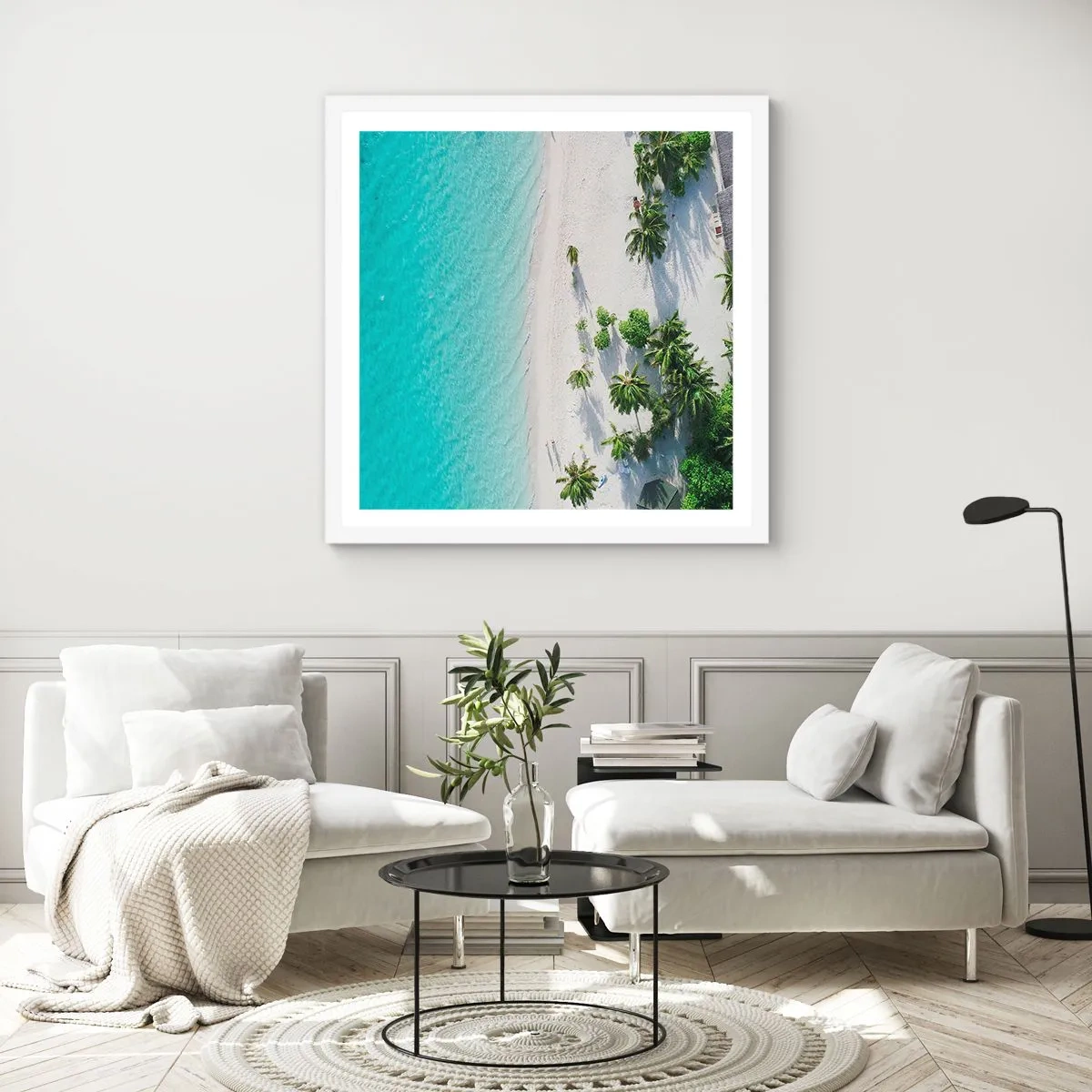 Poster în ramă albă - Vacanță în paradis - 30x30 cm