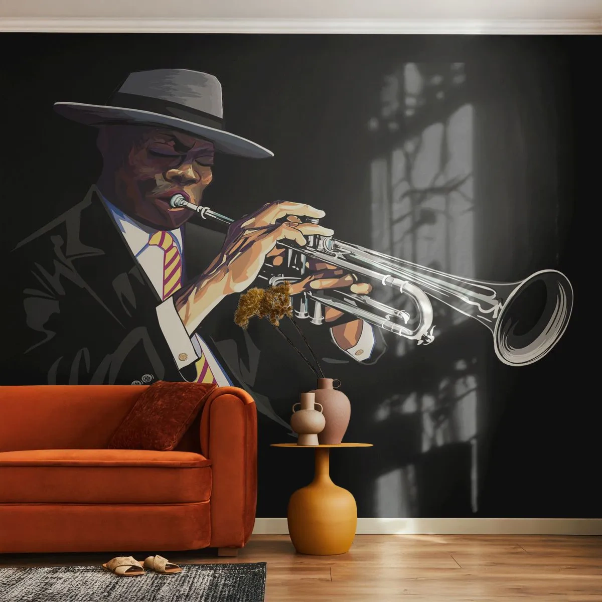 Tapet Autoadeziv Deluxe Sticker - Farmecul unei școli vechi - Muzică, Jazz, Trompeta - 250x175 cm