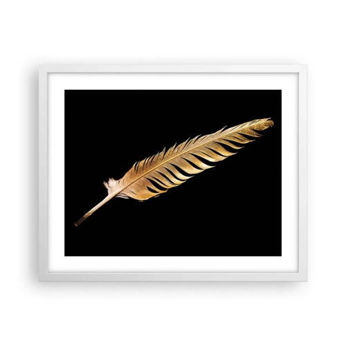 Poster în ramă albă - Pană aurie perfectă - 50x40 cm