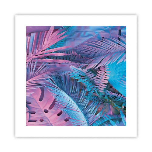 Poster - Palmieri în alb și albastru - 40x40 cm