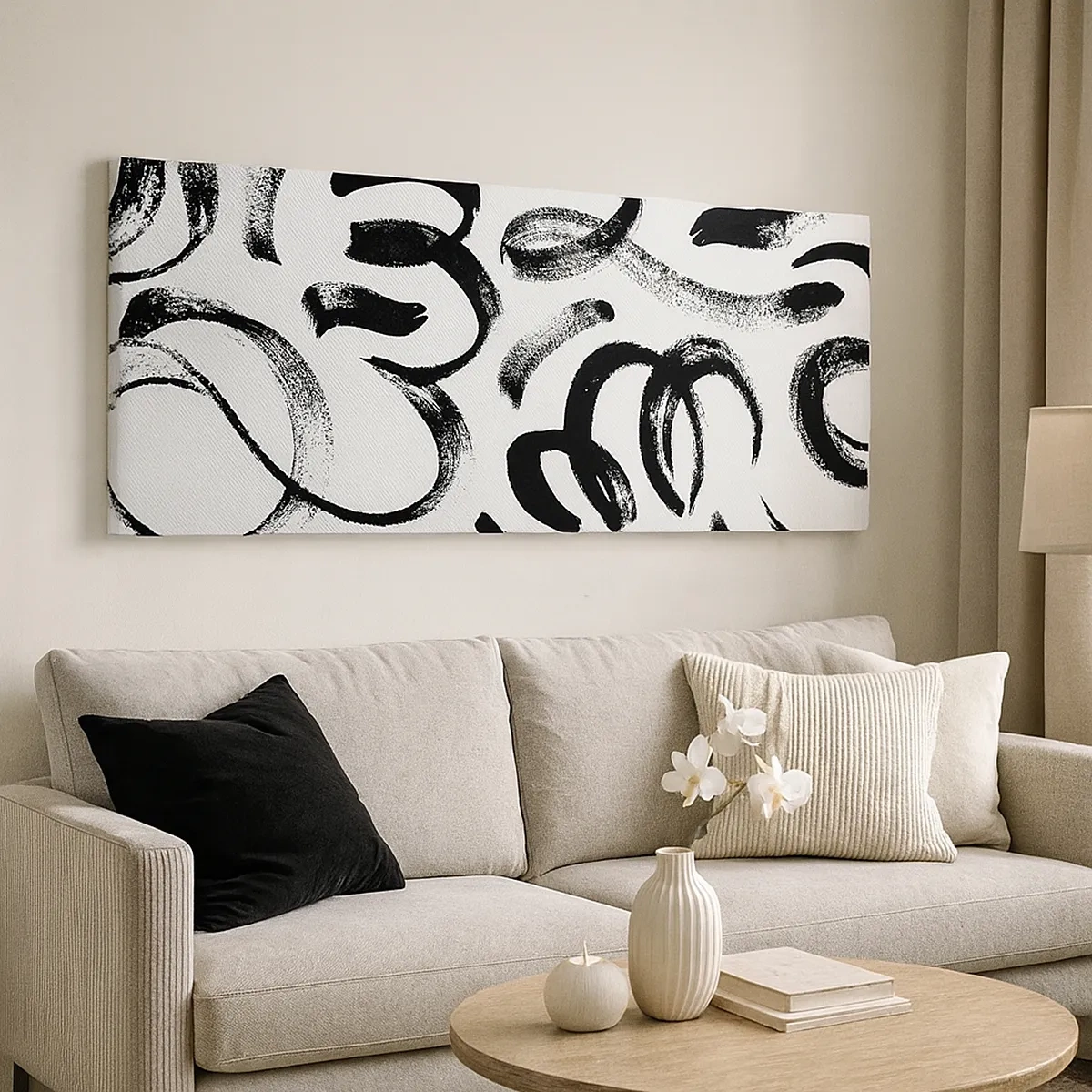 Tablou pe pânză - Negru pe alb - 30x30 cm