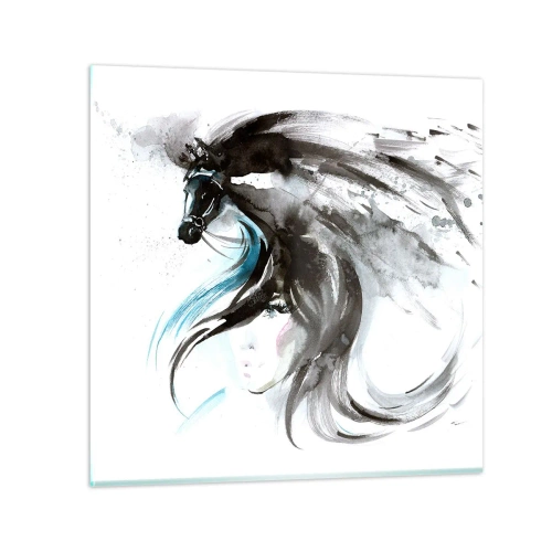 Tablou pe sticlă - Galopul Prințului Negru - 60x60 cm