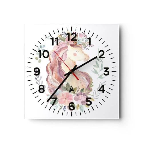 Ceas de perete - Ceas pe sticlă - O invitație în lumea basmelor - 30x30 cm