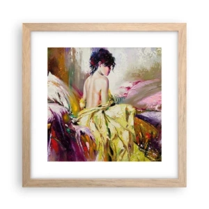 Poster în ramă de stejar deschis - Mi⁠-⁠aș muia buzele în paharul cu vin de pe masa ta - 30x30 cm