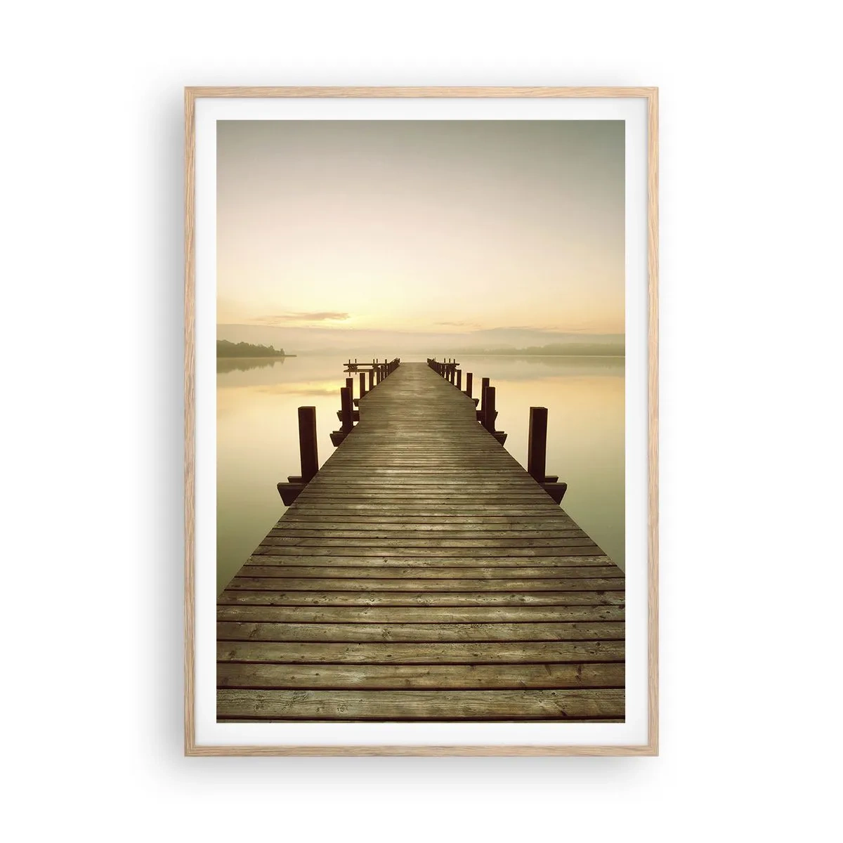 Poster în ramă de stejar deschis - Înainte de răsărit, zori, lumină - 70x100 cm