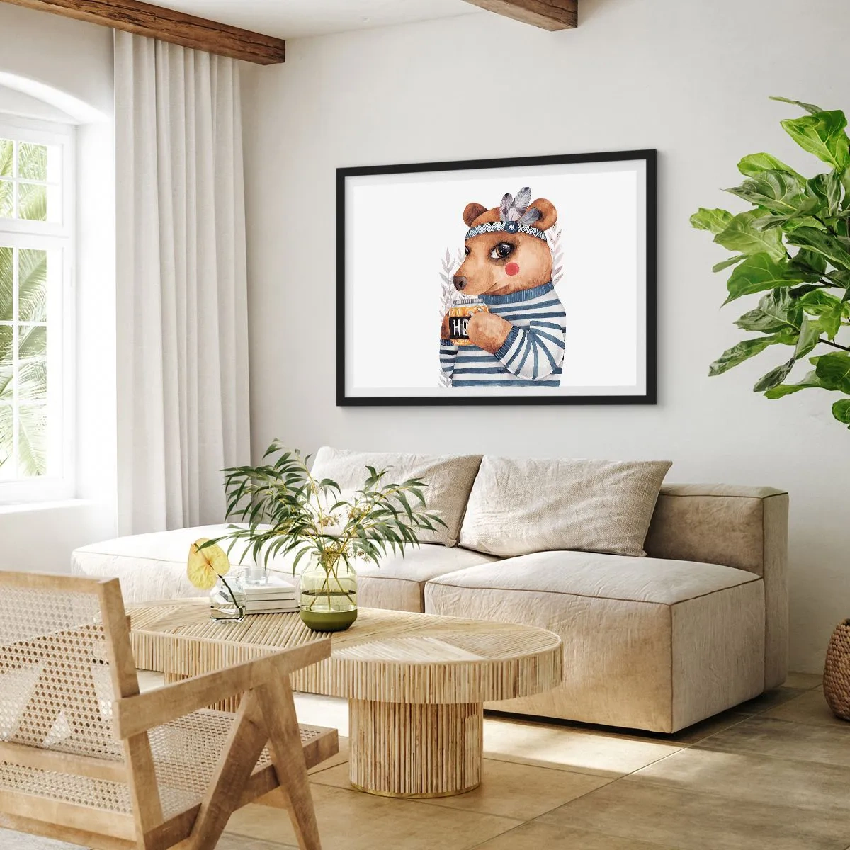 Poster în ramă neagră - Ursoaică dulce - 70x50 cm